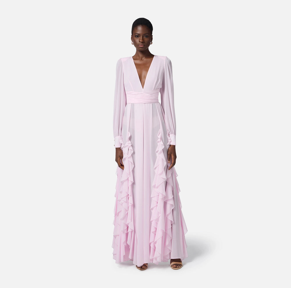Red Carpet-Kleid aus Georgette mit Rüschen