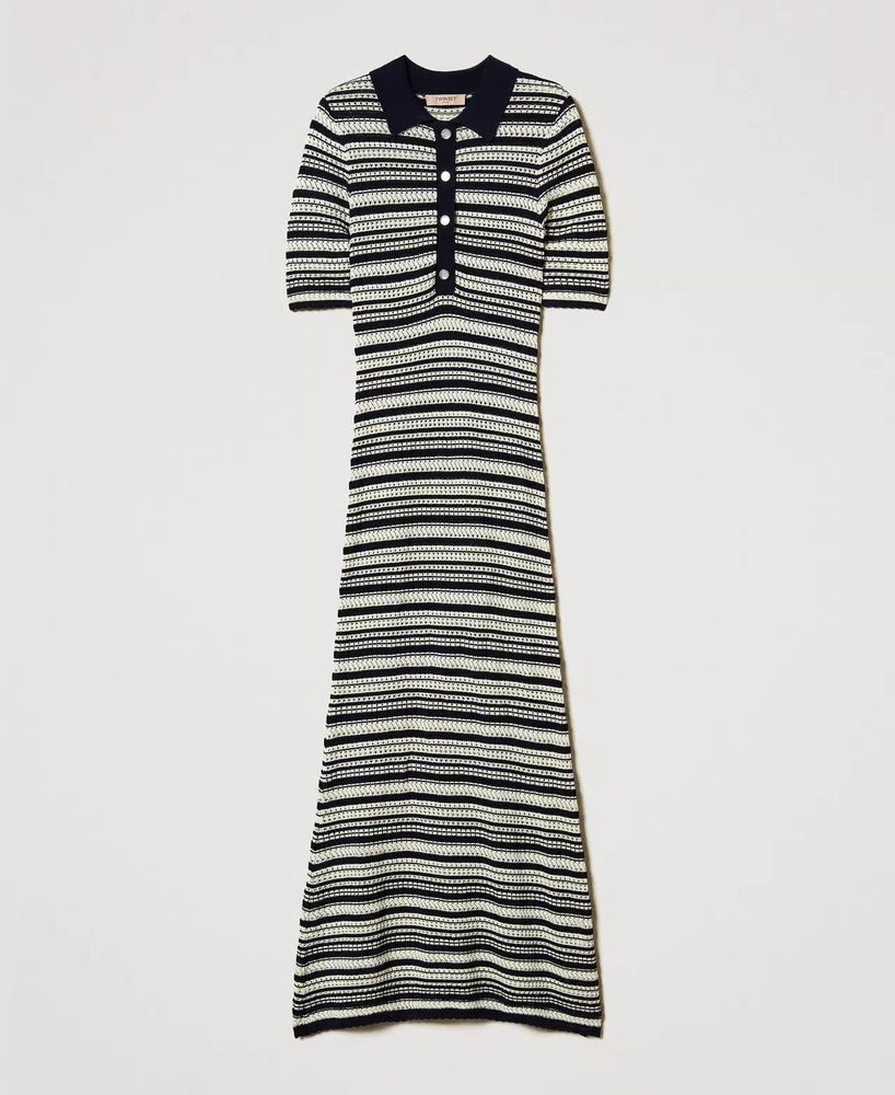 Zweifarbiges Maxistrickkleid