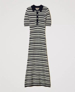 Zweifarbiges Maxistrickkleid