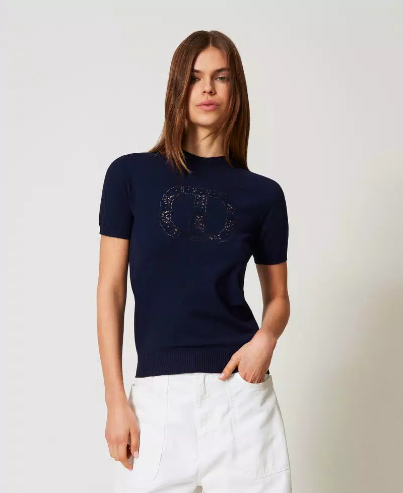 Stehkragenpullover mit „Oval T“-Logo