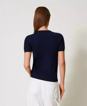 Stehkragenpullover mit „Oval T“-Logo