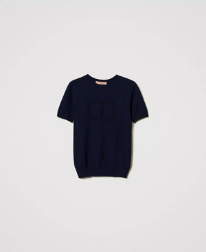 Stehkragenpullover mit „Oval T“-Logo