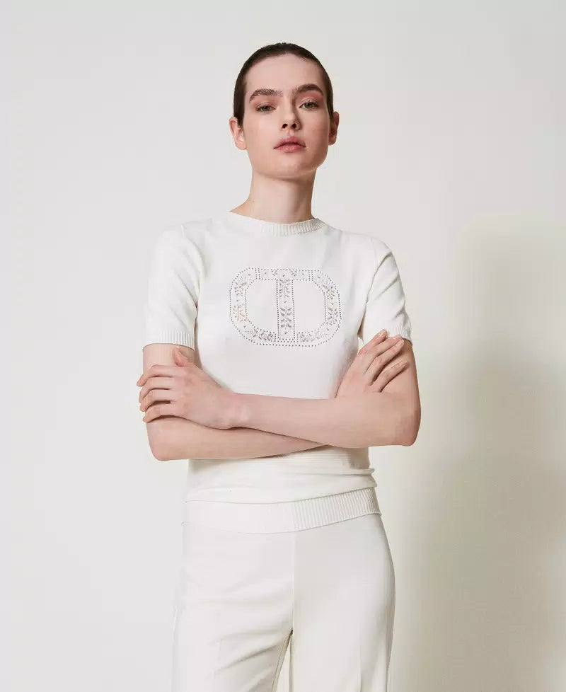 Stehkragenpullover mit „Oval T“-Logo