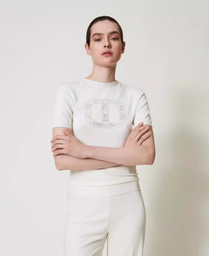 Stehkragenpullover mit „Oval T“-Logo