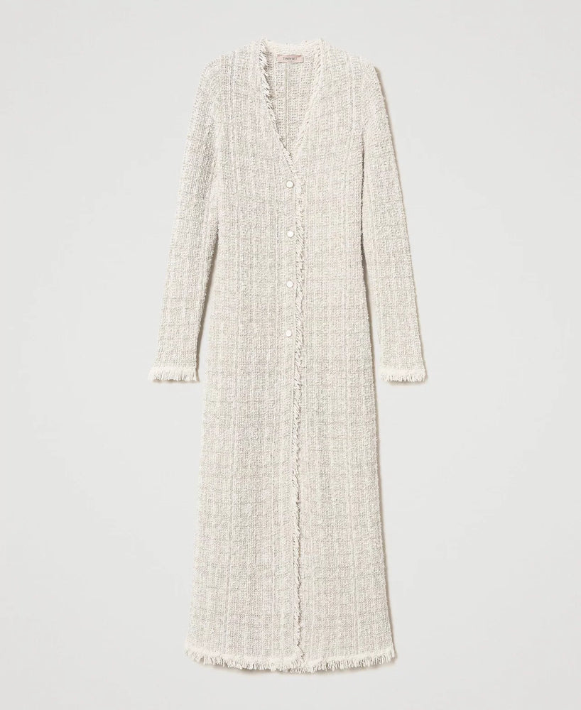Maxicardigan aus Jacquard mit Lurex