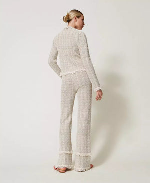 Hose aus Jacquard-Strick mit Lurex