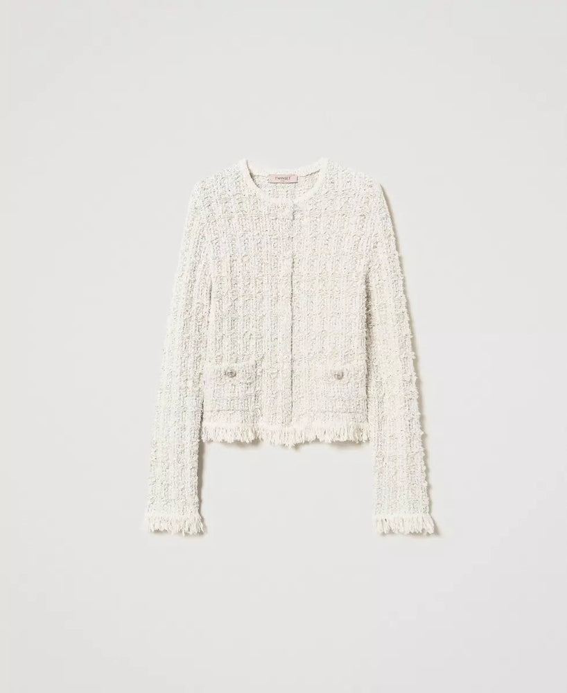 Jacke aus Jacquard-Strick mit Lurex