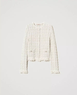 Jacke aus Jacquard-Strick mit Lurex