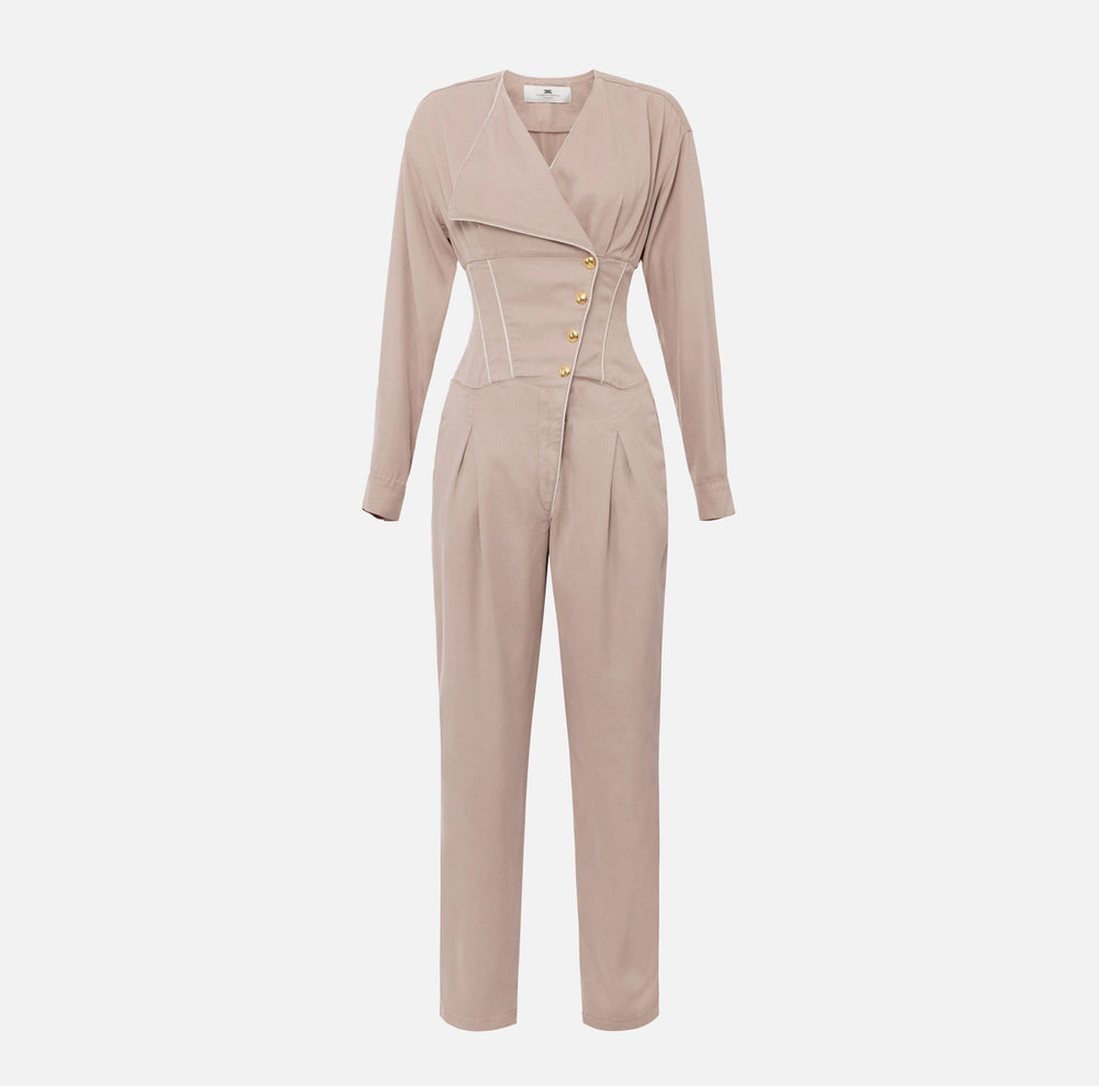 Jumpsuit aus Baumwolle mit Kontrast-Piping