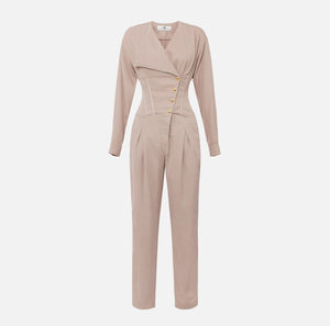Jumpsuit aus Baumwolle mit Kontrast-Piping