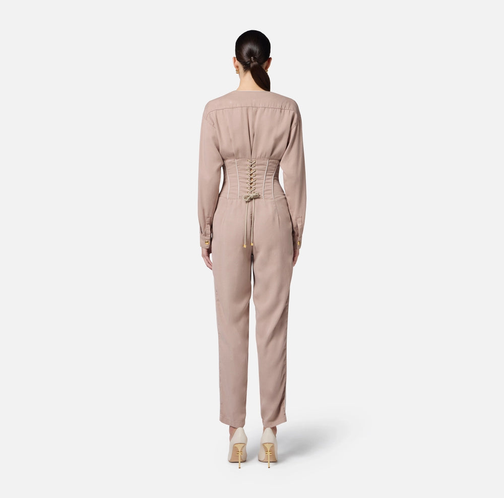 Jumpsuit aus Baumwolle mit Kontrast-Piping