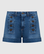 BLAUE JEANSSHORTS MIT LOGO