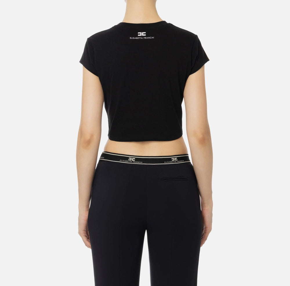 Cropped-T-Shirt aus Jersey mit Reißverschluss