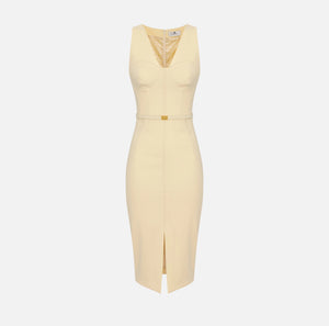 Bustierkleid aus Crêpe mit kontrastierenden Ziernähten