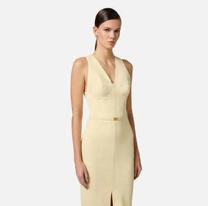 Bustierkleid aus Crêpe mit kontrastierenden Ziernähten