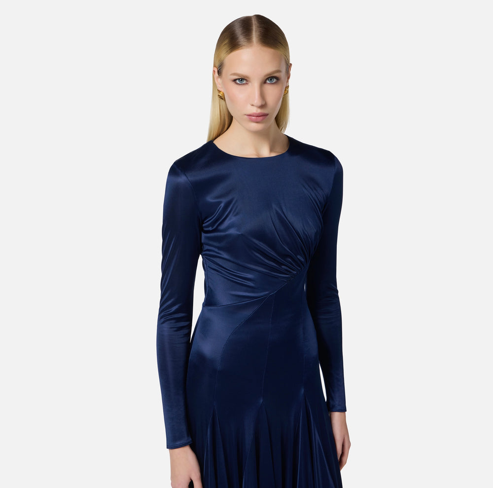 Asymmetrisches Kleid aus glänzendem Jersey