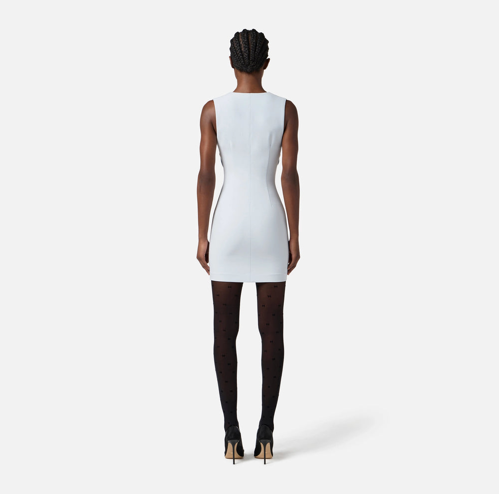 Kleid aus bi-elastischem Gewebe mit Schmuckknöpfen