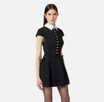Minikleid aus Satin und Popeline mit Schmuckhäkchen