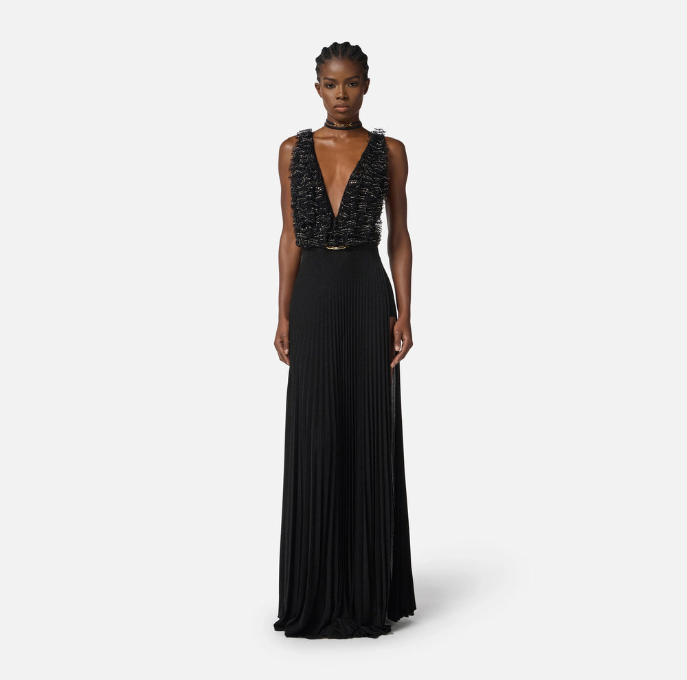 Red Carpet-Kleid aus Tüll und Jersey mit Kristallen