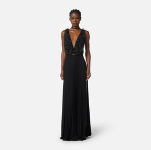 Red Carpet-Kleid aus Tüll und Jersey mit Kristallen