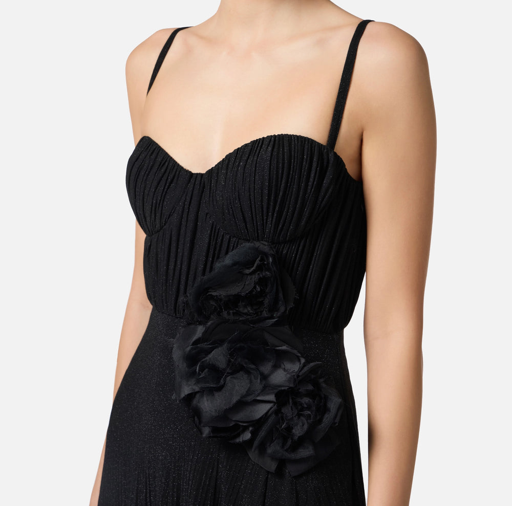 Red Carpet-Kleid aus Jersey-Lurex mit Blumenstickerei
