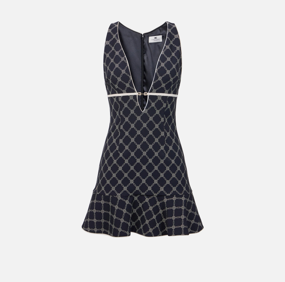 Kleid aus Crêpe mit Rautenprint