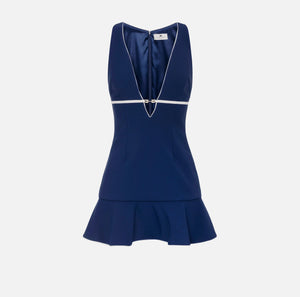 Kleid aus Crêpe mit Piping und Schmuck-Horsebit