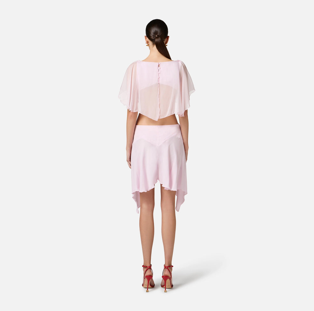 Kleid aus Georgette mit Umhang