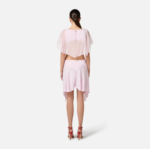 Kleid aus Georgette mit Umhang
