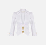 Camicia in cotone stretch con ganci gioiello