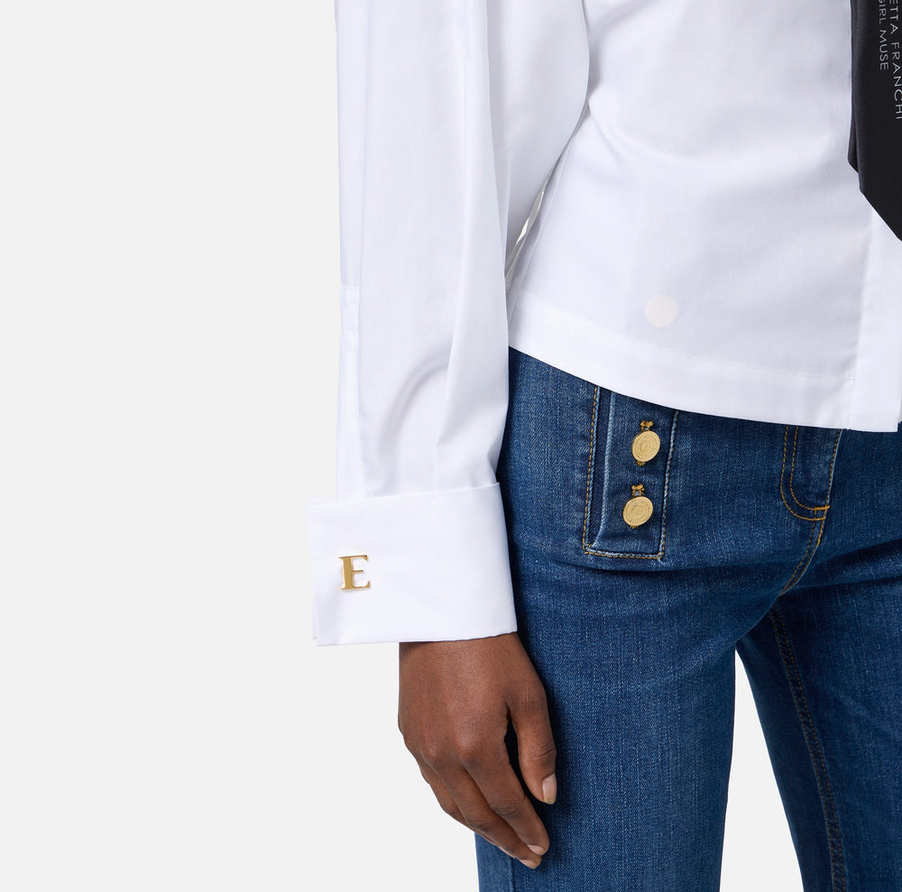 Hemdbluse aus Baumwoll-Popeline mit Krawatte