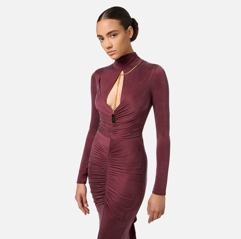 Red Carpet-Kleid aus Jersey mit Raffung und Kette