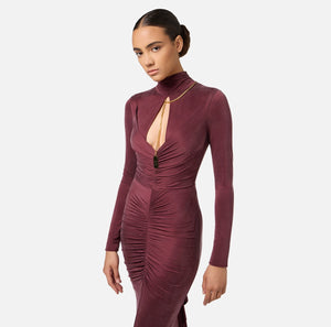 Red Carpet-Kleid aus Jersey mit Raffung und Kette