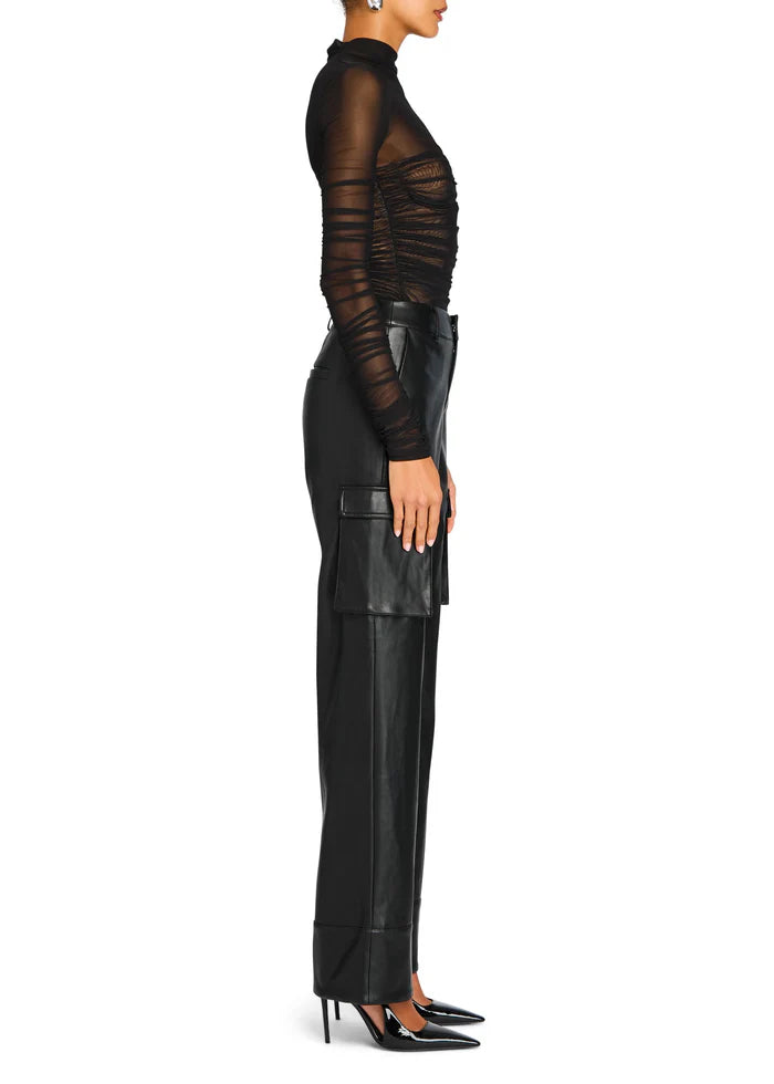 FIFER VEGAN LEATHER MID RISE CARGO PANT