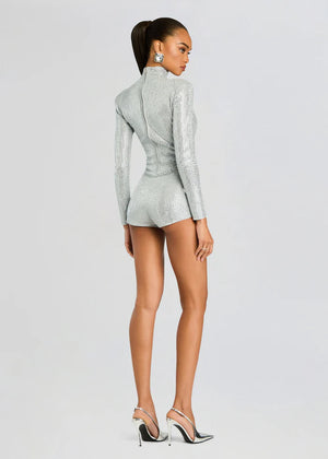 AUBURN EMBELLISHED KNIT ROMPER