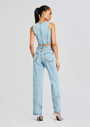 JORDI EMBELLISHED DENIM VEST