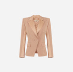 Jacke aus Crêpe mit Revers aus Satin