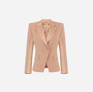 Jacke aus Crêpe mit Revers aus Satin