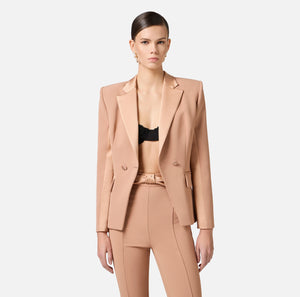 Jacke aus Crêpe mit Revers aus Satin