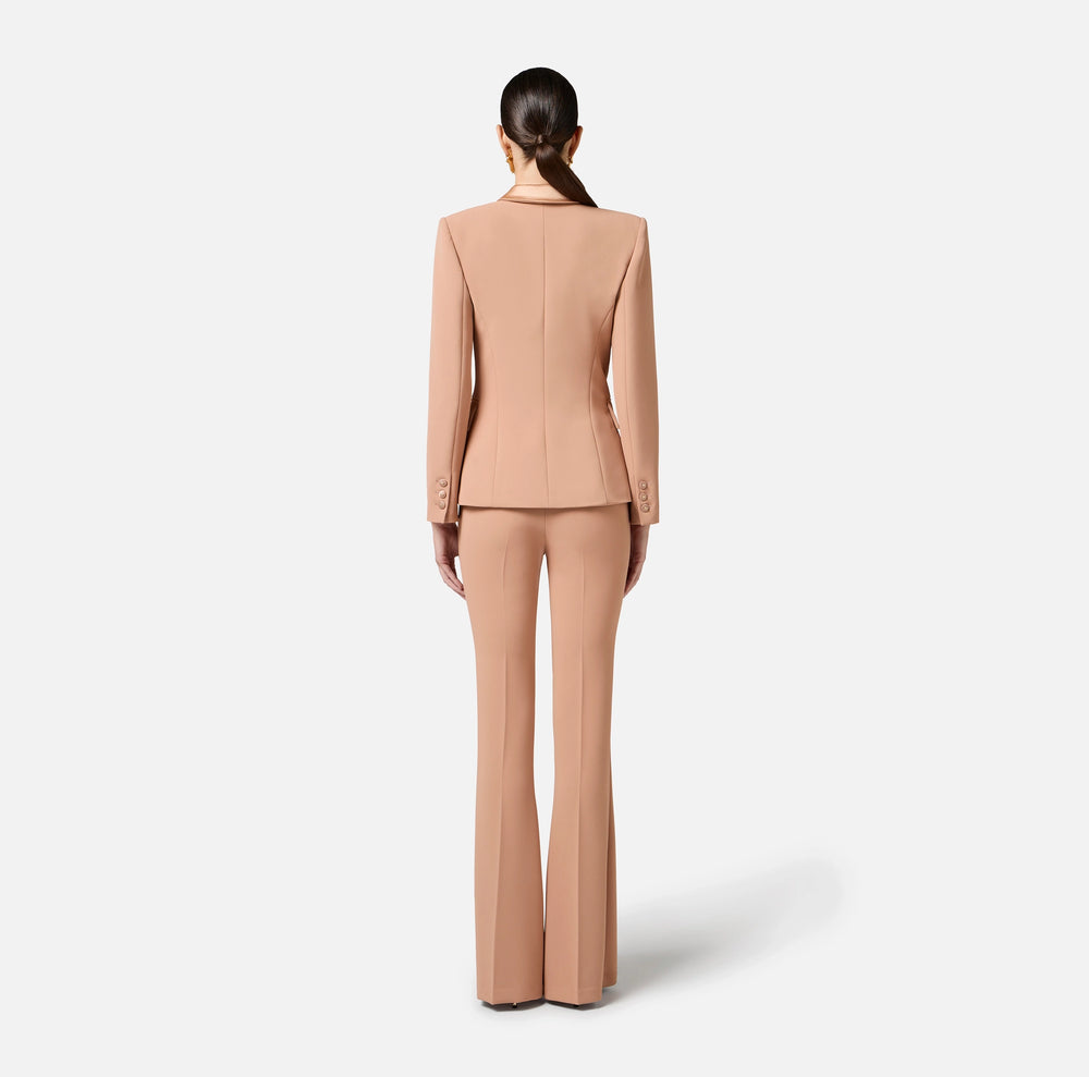 Jacke aus Crêpe mit Revers aus Satin