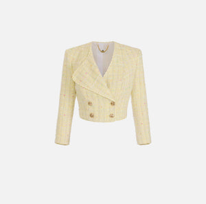 Jacke aus Bouclé-Lurex mit Feston-Stickerei