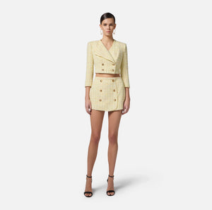 Jacke aus Bouclé-Lurex mit Feston-Stickerei