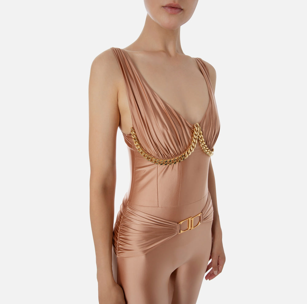 Jumpsuit aus Lycra mit Kette