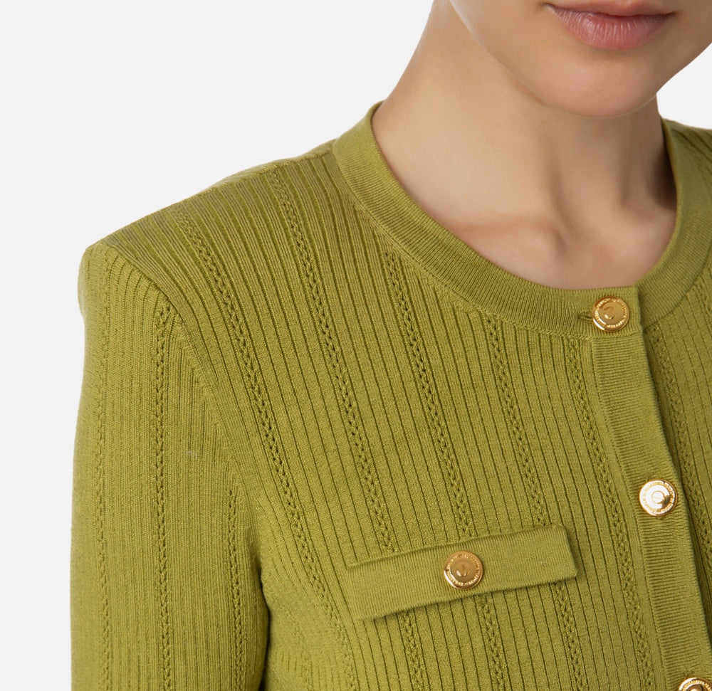 Cropped-Cardigan aus Lyocell in Rippoptik