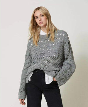 Pullover aus Wollmischung mit Pailletten