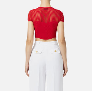 Cropped-Top aus Viskose mit Chevron-Motiv