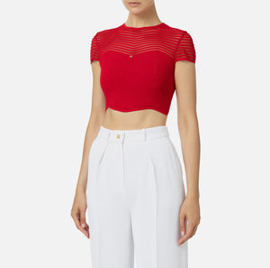 Cropped-Top aus Viskose mit Chevron-Motiv