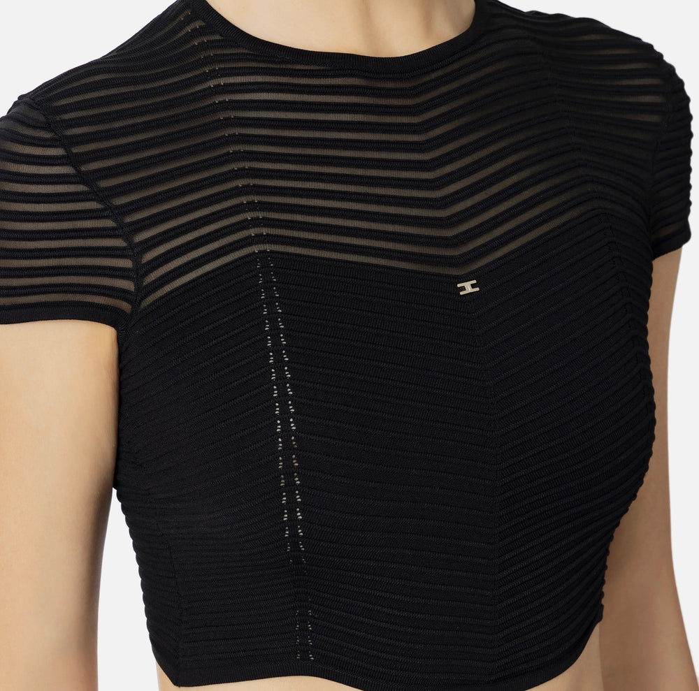 Cropped-Top aus Viskose mit Chevron-Motiv