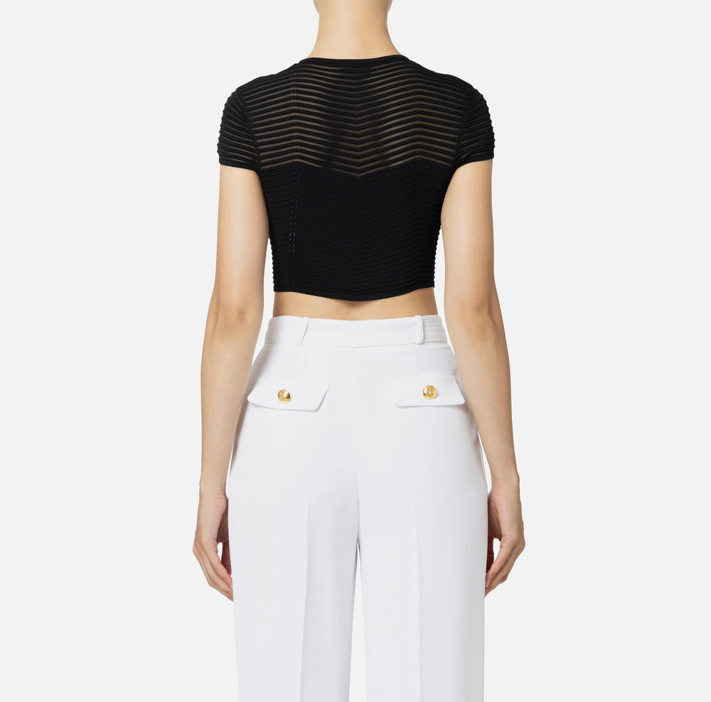 Cropped-Top aus Viskose mit Chevron-Motiv