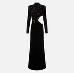 Red Carpet-Kleid aus Chenille mit Pailletten-Stickerei mit Cut-out